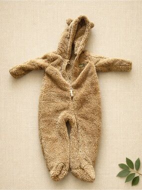 Eddie Bauer Plush Bear Footie One‑Piece - Size 6–9M